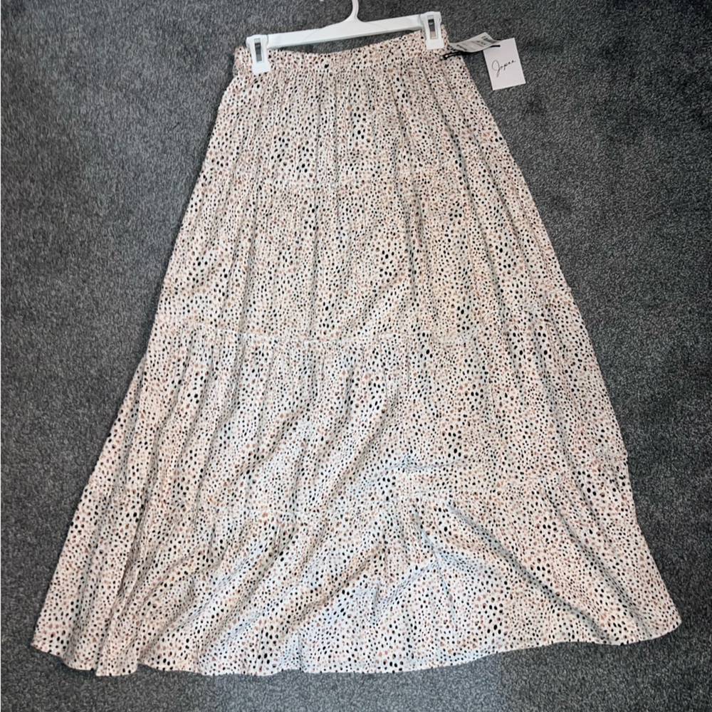 White maxi/midi skirt with brown dots